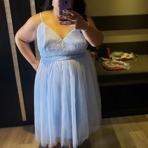 Tulle sky blue bridesmaid dress